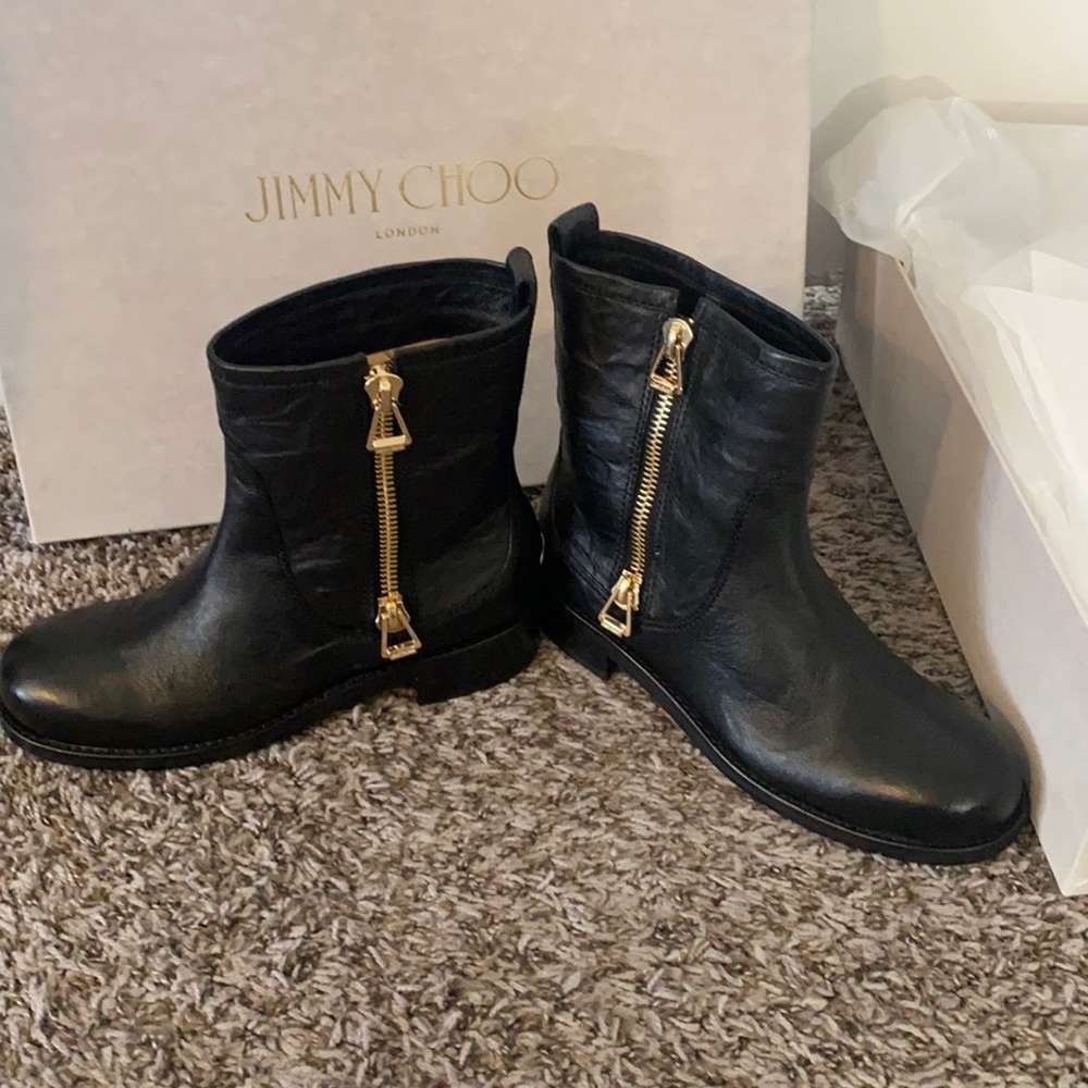 New Jimmy Choo "Dondo" Black Combat Ankle Boots